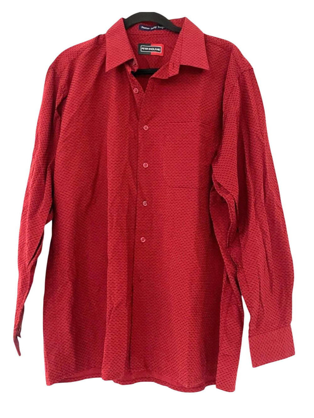 Peter England Mens Dress Shirt Red Patterned 44CM
